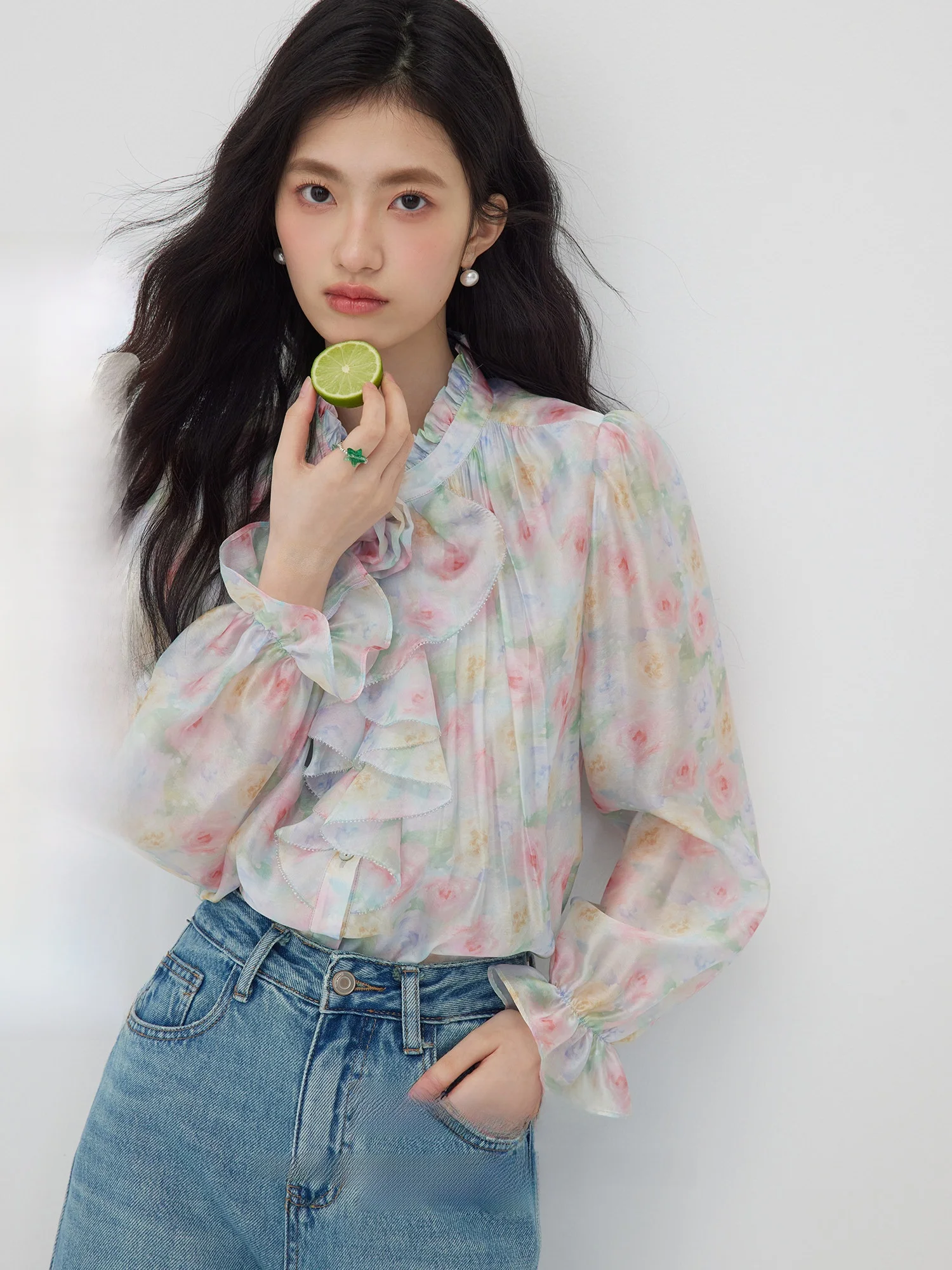 ORWhite Rose Floral Chiffon irt Women's Spring Commute Long Sve Design Sensation Gored Collar Vintage Sle Loose Fit
ORWhite Rose Floral Chiffon irt Women's Spring Commute Long Sve Design Sensation Gored Collar Vintage Sle Loose Fit