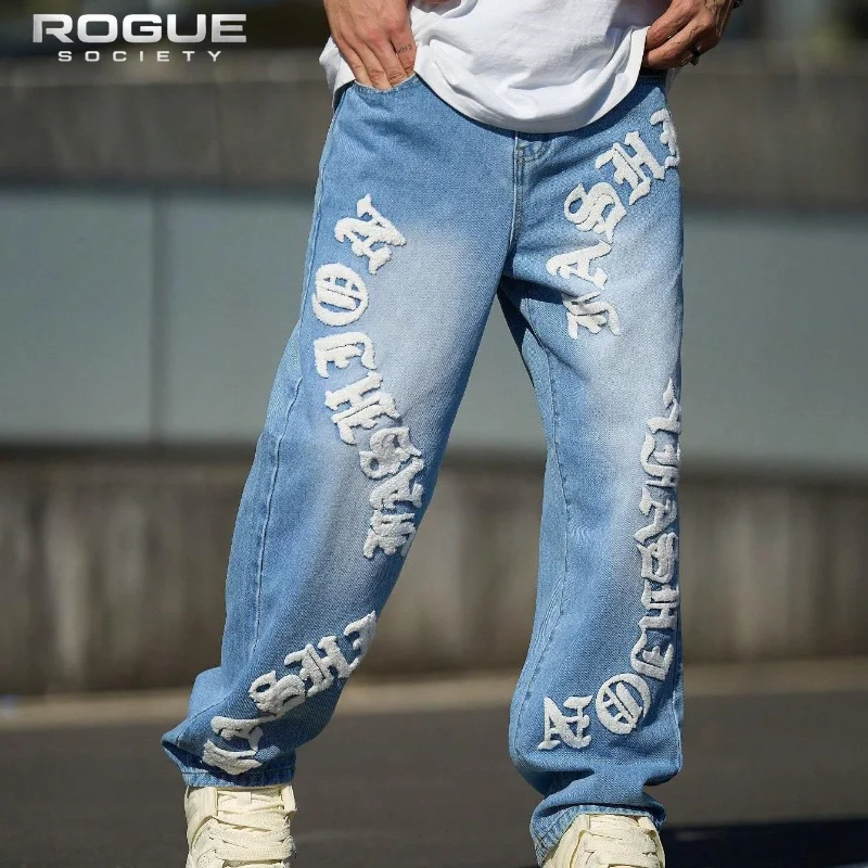 Letter Embroidered Casual Fashion Men Baggy Jeans Y2k Streetwear Hip Hop Denim Pants Vintage Washed Light Blue Wide Leg Trousers
Letter Embroidered Casual Fashion Men Baggy Jeans Y2k Streetwear Hip Hop Denim Pants Vintage Washed Light Blue Wide Leg Trousers
