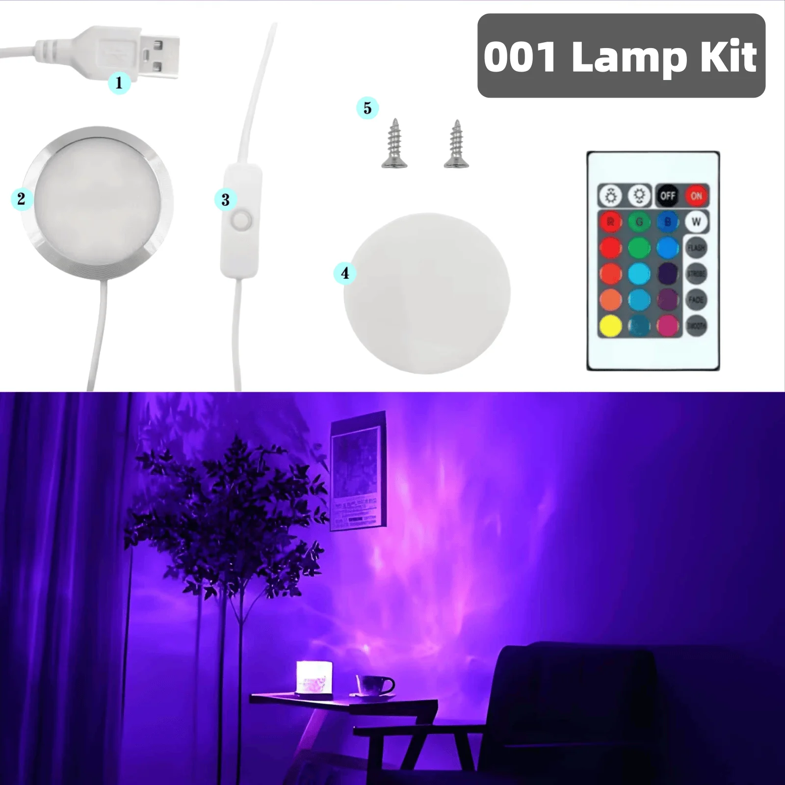 For Bambu Lab Led Lamp Kit 001 Hardware For Bamboo Light Led Light Parts DIY Model Warm White/Multicoour Without Lamp Shell