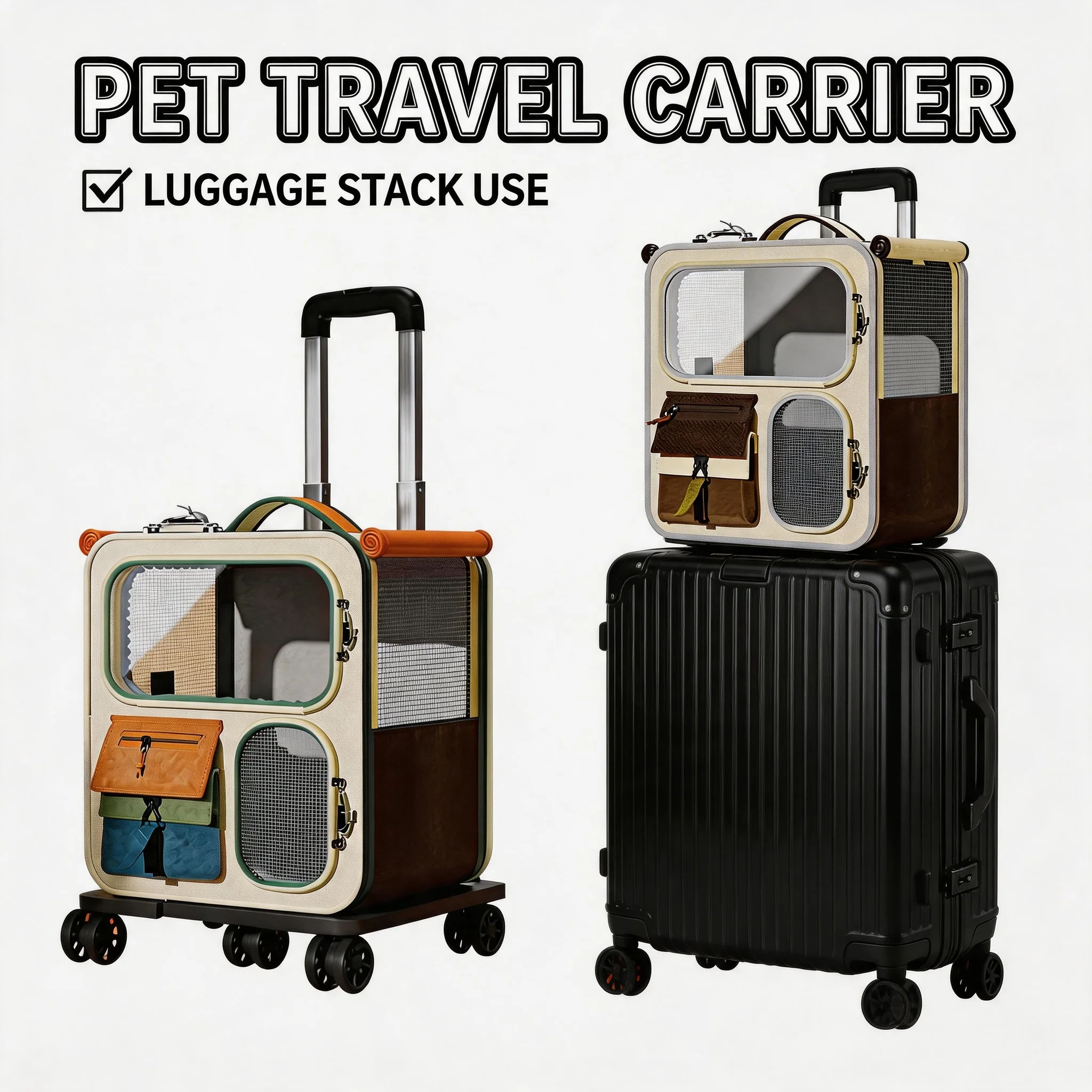 Durable Foldable Rolling Cat Carrier with Wheels for Large Cats Small Dogs Up To 25 LBS Travel Walking Camping Handbag Dog Bag
Durable Foldable Rolling Cat Carrier with Wheels for Large Cats Small Dogs Up To 25 LBS Travel Walking Camping Handbag Dog Bag