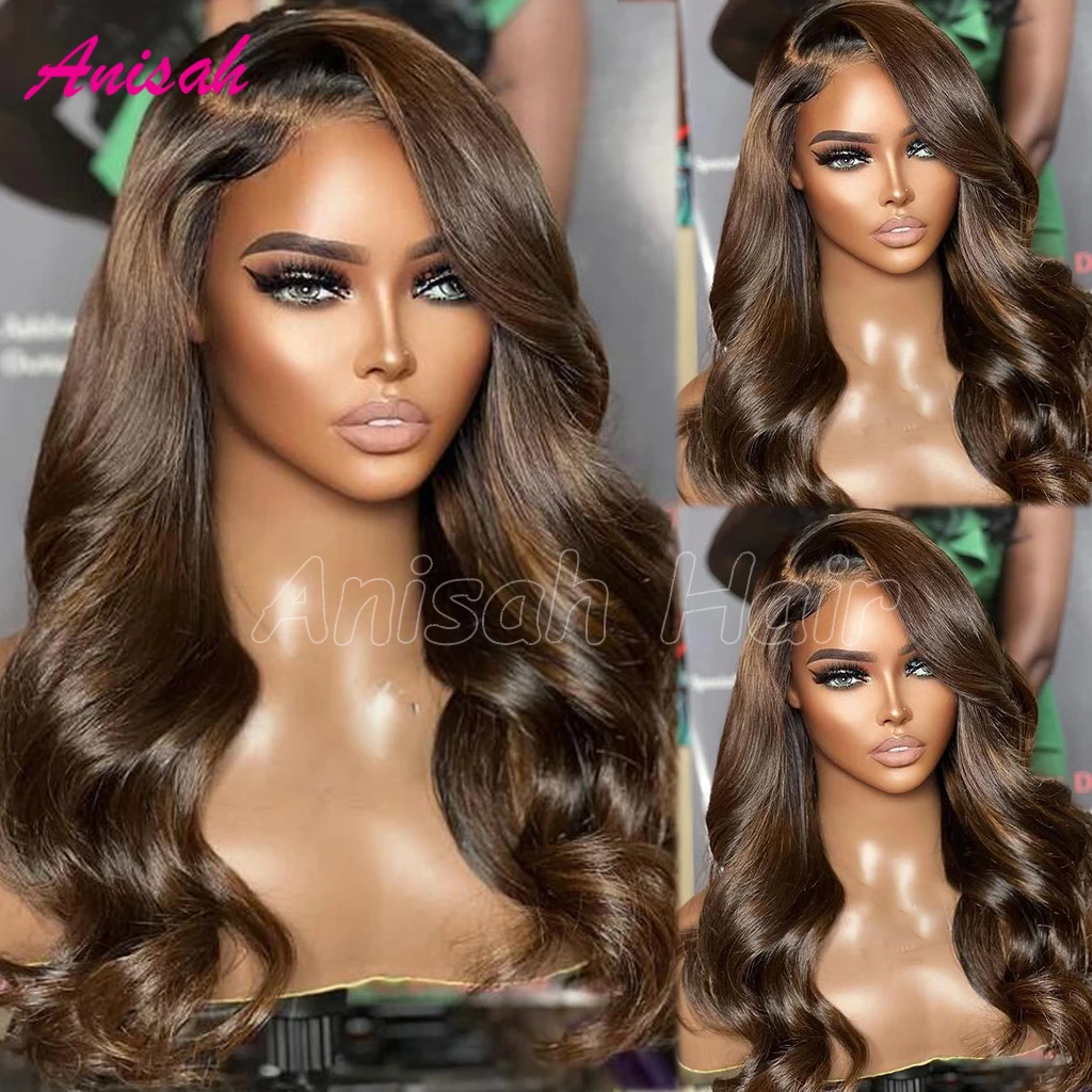 Highlight Brown Body Wave Glueless Wigs Human Hair Lace Front Wigs with Bangs HD Transparent Lace Frontal Wigs For Women
Highlight Brown Body Wave Glueless Wigs Human Hair Lace Front Wigs with Bangs HD Transparent Lace Frontal Wigs For Women