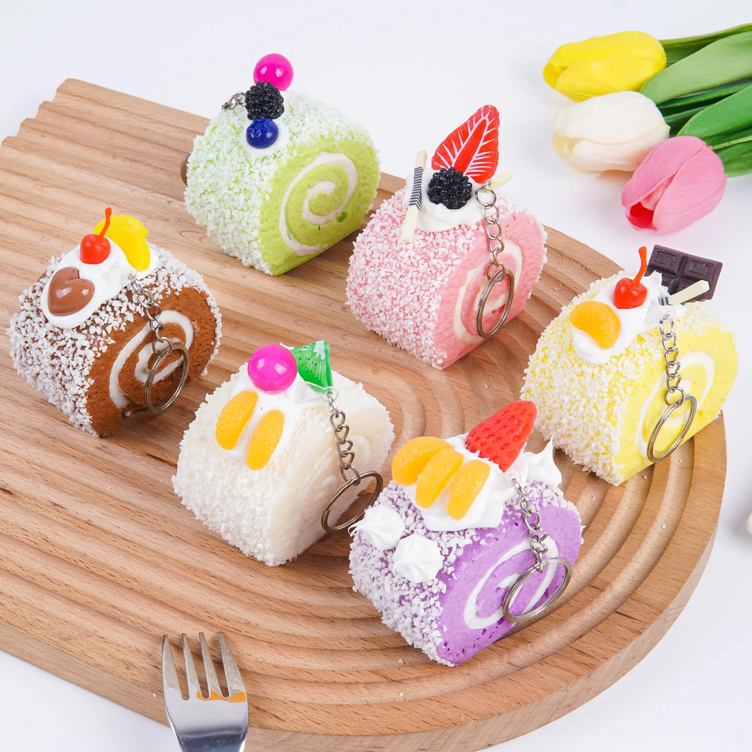 PU Swiss Roll Cake Elastic Dessert Model Cream Cake Pendant Fake Food Desktop Decoration Gift Simulation Keychain Home Decor
PU Swiss Roll Cake Elastic Dessert Model Cream Cake Pendant Fake Food Desktop Decoration Gift Simulation Keychain Home Decor
