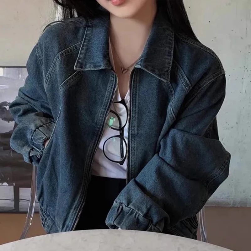 Retro Hong Kong Sle Loose Fit Long Sve Zipper Denim ort Jaet Women's Chic Autumn Vintage Turn-down Collar Oblique St...
Retro Hong Kong Sle Loose Fit Long Sve Zipper Denim ort Jaet Women's Chic Autumn Vintage Turn-down Collar Oblique St...