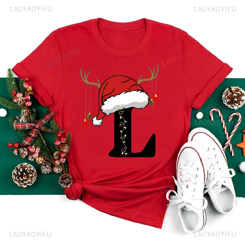 26 A~Z Christmas Alphabet T Shirt Women Casual Fashion T-shirt Women Clothing Woman Shirt Funny Letters Christmas T-shirt
26 A~Z Christmas Alphabet T Shirt Women Casual Fashion T-shirt Women Clothing Woman Shirt Funny Letters Christmas T-shirt