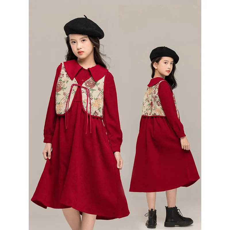 Girls' Chinese Style Dress Set for Older Children2025New Autumn and Winter Retro Buckle Fashionable Girl Stylish Two-Piece Set
Girls' Chinese Style Dress Set for Older Children2025New Autumn and Winter Retro Buckle Fashionable Girl Stylish Two-Piece Set