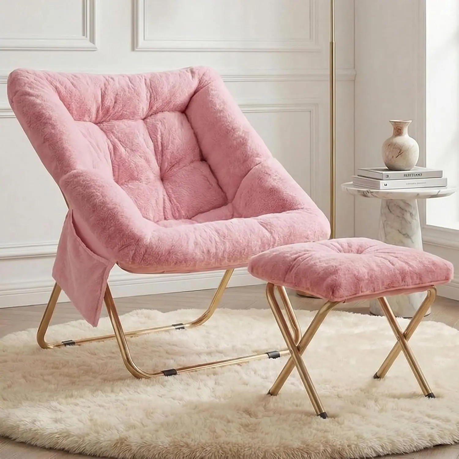 X-Large Faux Fur Saucer Chair with Ottoman, Foldable Living Room Chair for Adults, Soft Reading Chair for Bedroom
X-Large Faux Fur Saucer Chair with Ottoman, Foldable Living Room Chair for Adults, Soft Reading Chair for Bedroom