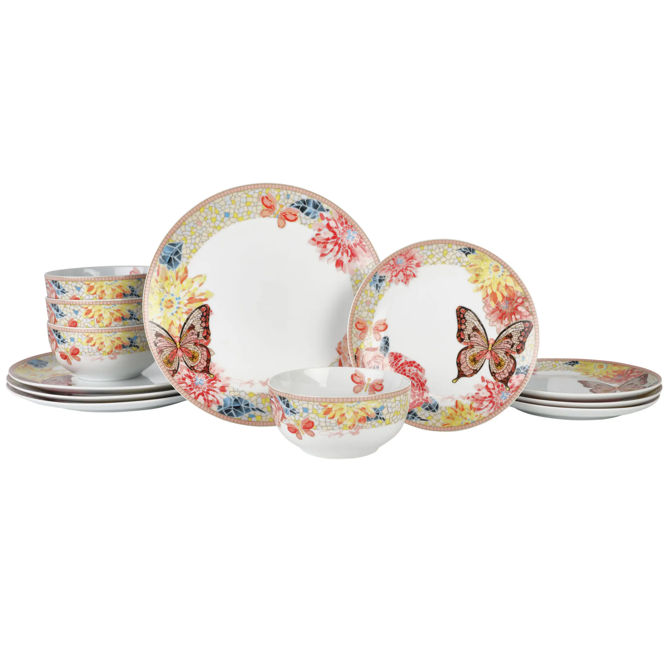 Jeweled Mosaic 12-Piece Peach Butterfly Tableware Collection
Jeweled Mosaic 12-Piece Peach Butterfly Tableware Collection