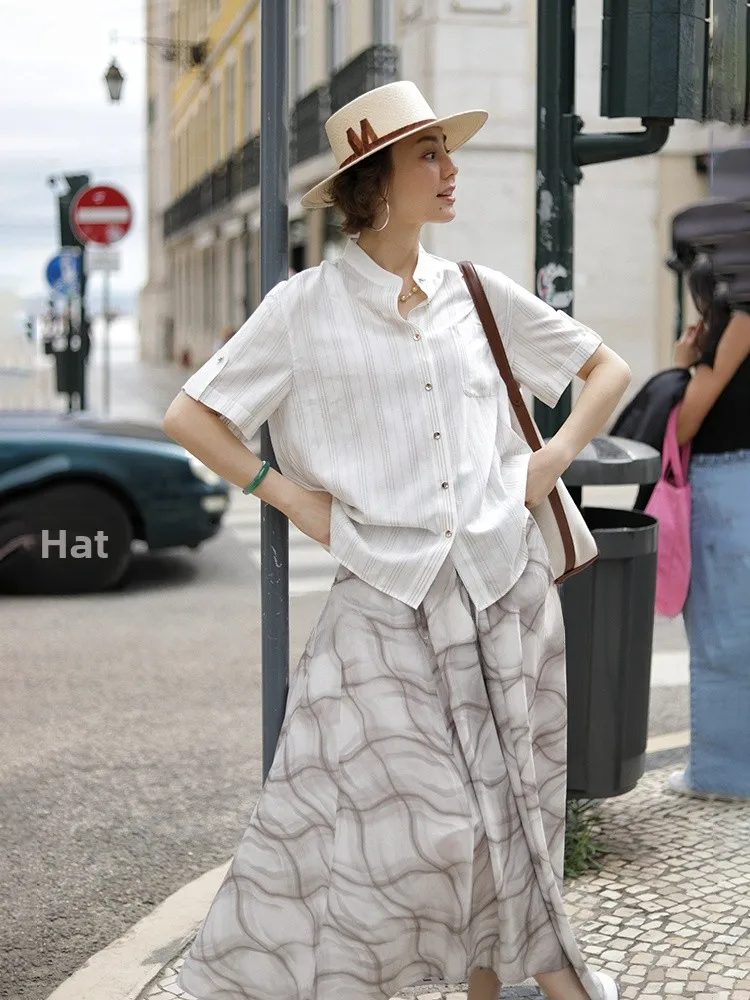 WinnieTang Acetate Lenzing Wool Blend ort Sve irt Loose Fit Turn-down Collar Striped Pattern Vintage Gold Button Women...
WinnieTang Acetate Lenzing Wool Blend ort Sve irt Loose Fit Turn-down Collar Striped Pattern Vintage Gold Button Women...