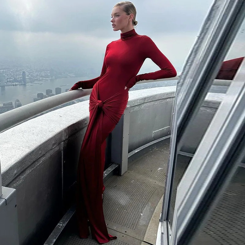 High Neck Long Sleeve Bodycon Dress For Women Tight Elastic Lace Up Maxi Long Dress Autumn 2023 New Party Club Vestidos
High Neck Long Sleeve Bodycon Dress For Women Tight Elastic Lace Up Maxi Long Dress Autumn 2023 New Party Club Vestidos