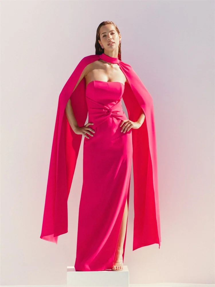 Customized Bandeau Neckline Long Cap Sleeves Straight Evening Dress Elegant Back Zipper Floor Length Side Slit Gown For Women
Customized Bandeau Neckline Long Cap Sleeves Straight Evening Dress Elegant Back Zipper Floor Length Side Slit Gown For Women