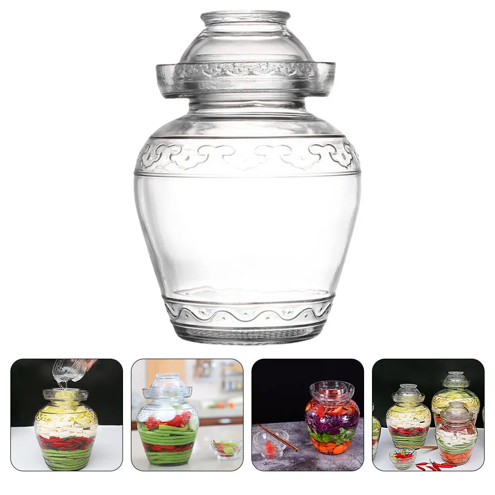 Fermentation Jar Clear Glass Pickle Container Airtight Design Wide Mouth for Kimchi Cereals Candies Vegetable Storage
Fermentation Jar Clear Glass Pickle Container Airtight Design Wide Mouth for Kimchi Cereals Candies Vegetable Storage