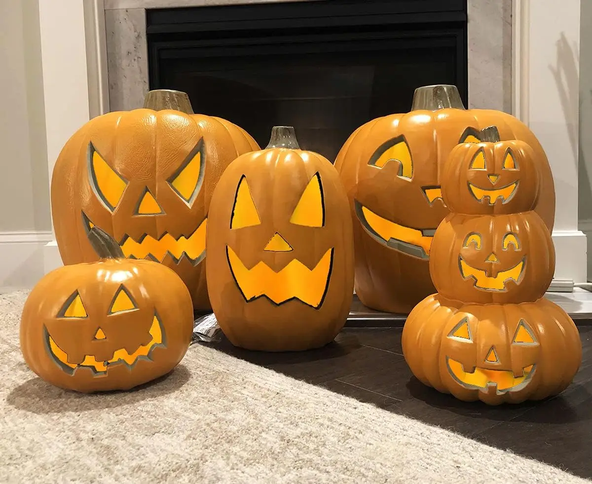 Halloween Pumpkin Lanterns, Jack o Lanterns Light Up Pumpkin Decorations, Lighted Pumpkin Set with LED Bulbs Indoor/Outdoor
Halloween Pumpkin Lanterns, Jack o Lanterns Light Up Pumpkin Decorations, Lighted Pumpkin Set with LED Bulbs Indoor/Outdoor