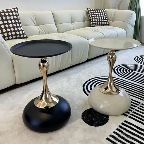 small apartment European wrought iron corner table balcony mobile coffee table bedroom bedside small round table sofa edge table