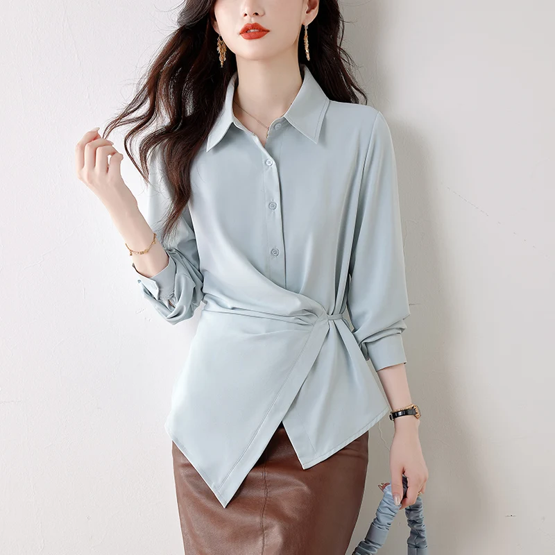 New 2025 Autumn Long Sleeve Irregular Blouse Women Chic Bow Tied Office Lady Solid Shirt Elegant Women Stylish Casual Tops
New 2025 Autumn Long Sleeve Irregular Blouse Women Chic Bow Tied Office Lady Solid Shirt Elegant Women Stylish Casual Tops
