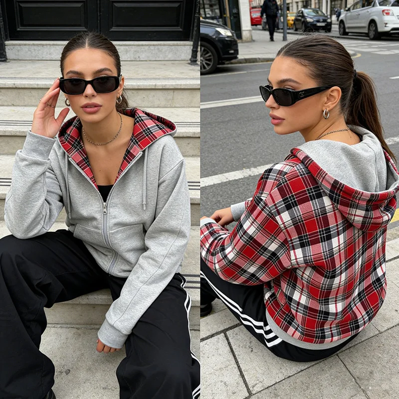 Trends Check Positive Negative Wear Long Sleeved Loose Zipper Hoodies 2000s American Fashion Dopamine Contrast Casual Streetwear
Trends Check Positive Negative Wear Long Sleeved Loose Zipper Hoodies 2000s American Fashion Dopamine Contrast Casual Streetwear