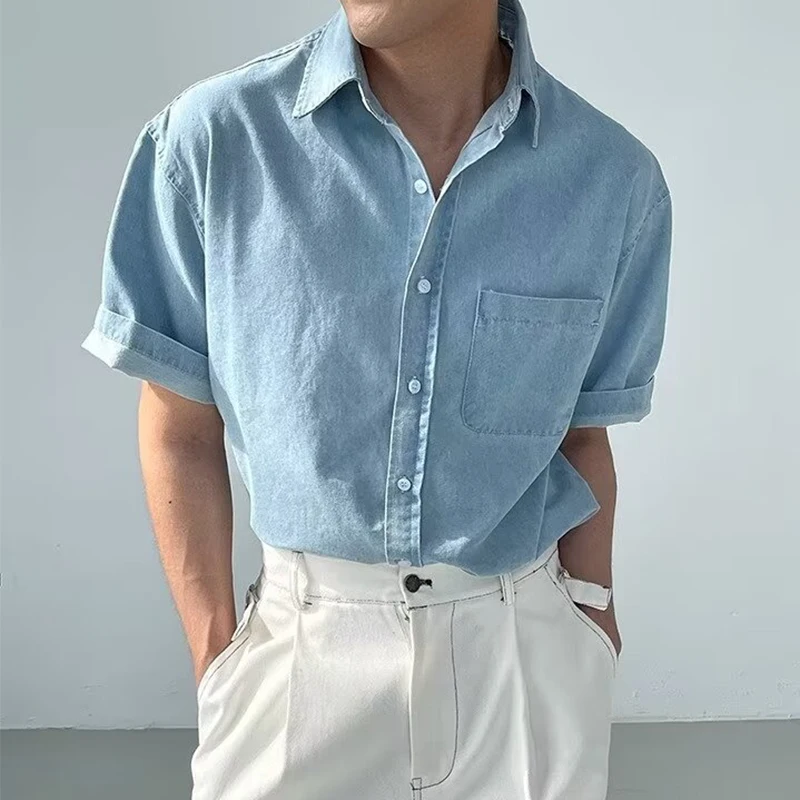 Vintage Denim Cardigan Mens Shirts 2024 Spring Summer Stylish Solid Color Loose Jean Shirt Men Short Sleeve Button Lapel Tops
Vintage Denim Cardigan Mens Shirts 2024 Spring Summer Stylish Solid Color Loose Jean Shirt Men Short Sleeve Button Lapel Tops