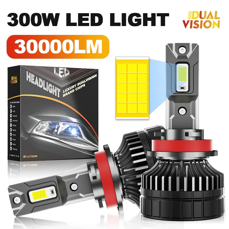 Dualvision 300W 30000LM H7 H4 H1 LED Car Headlight Bulbs 6000K H11 H8 H3 9005 9006 HB3 HB4 Canbus For Automotive Headlamp Lights
Dualvision 300W 30000LM H7 H4 H1 LED Car Headlight Bulbs 6000K H11 H8 H3 9005 9006 HB3 HB4 Canbus For Automotive Headlamp Lights