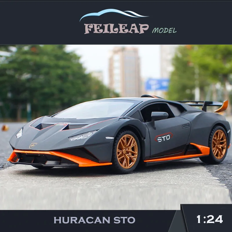 Модель спортивного автомобиля из сплава 1:24 Lambo Huracan STO, литые игрушки, автомобили со звуком и оформлением интерьера
Модель спортивного автомобиля из сплава 1:24 Lambo Huracan STO, литые игрушки, автомобили со звуком и оформлением интерьера