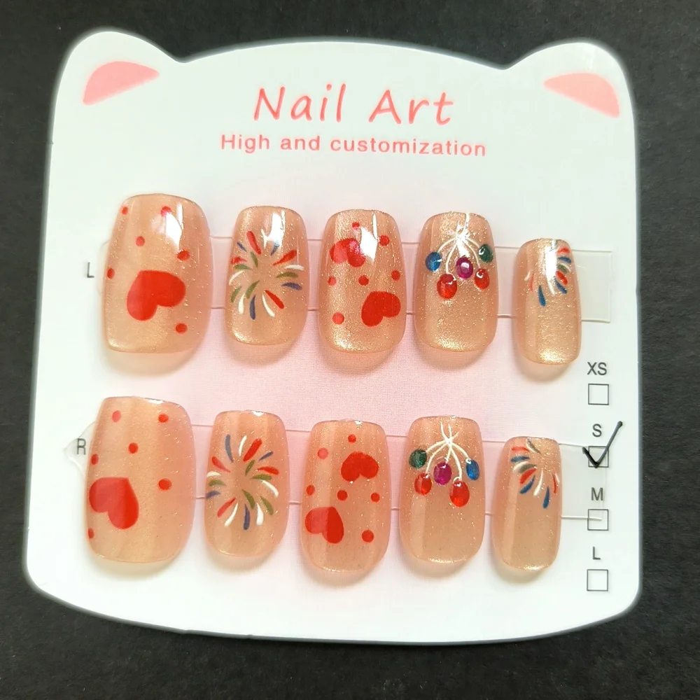 10pcs Red Heart Colorful Balloon Press On False Nails Short Kawaii Girl Fake Nails Full Cover Glistening Wearable Manicure Tips
10pcs Red Heart Colorful Balloon Press On False Nails Short Kawaii Girl Fake Nails Full Cover Glistening Wearable Manicure Tips
