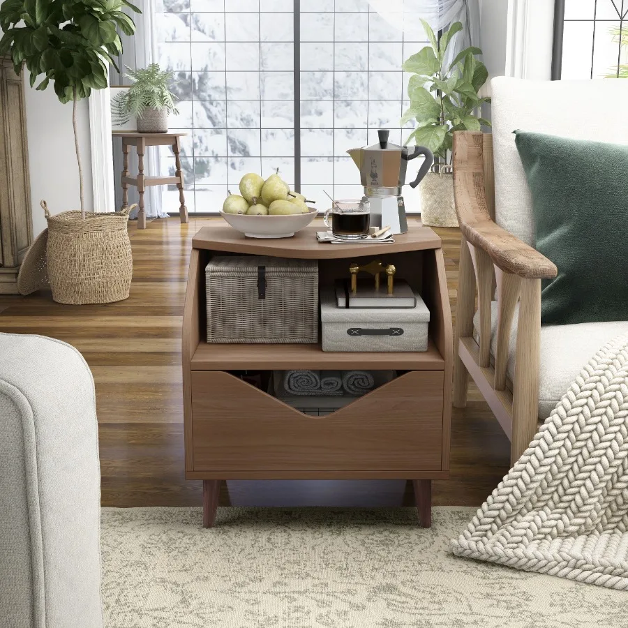 Barr 1-Drawer and 1-Shelf Wood Teen Nightstand with Angled Legs Walnut
Barr 1-Drawer and 1-Shelf Wood Teen Nightstand with Angled Legs Walnut