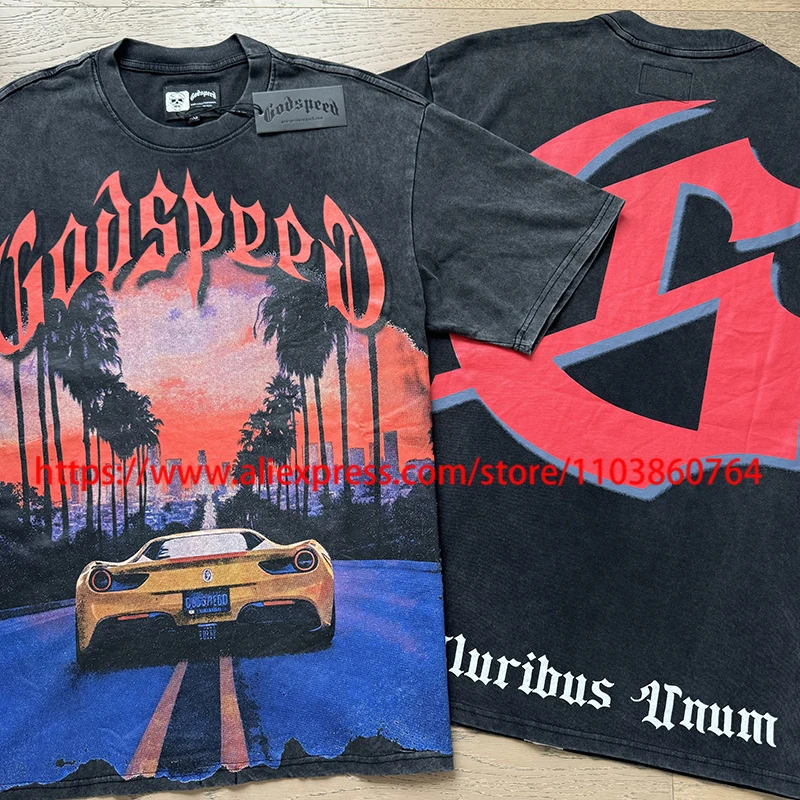 Godspeed Short Sleeve Tee Sunset Road Racing Print Men Women All-match High Quality Cotton Breathable GOD SPEED T-shirts
Godspeed Short Sleeve Tee Sunset Road Racing Print Men Women All-match High Quality Cotton Breathable GOD SPEED T-shirts