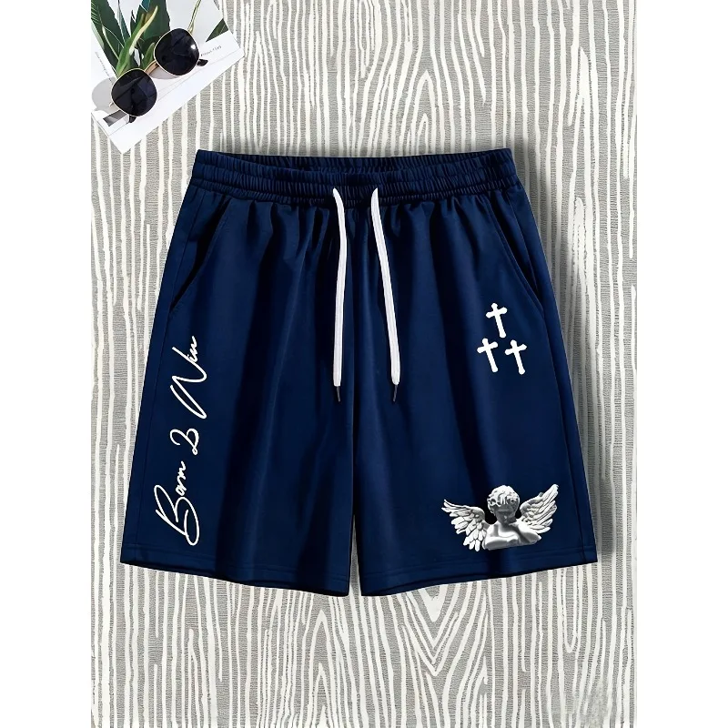 Men'S Angel and Letter Graphic Drawstring Elastic Waist Shorts, Suitable for Outdoor Casual Wear Men'S Casual Athletic Shorts
Men'S Angel and Letter Graphic Drawstring Elastic Waist Shorts, Suitable for Outdoor Casual Wear Men'S Casual Athletic Shorts