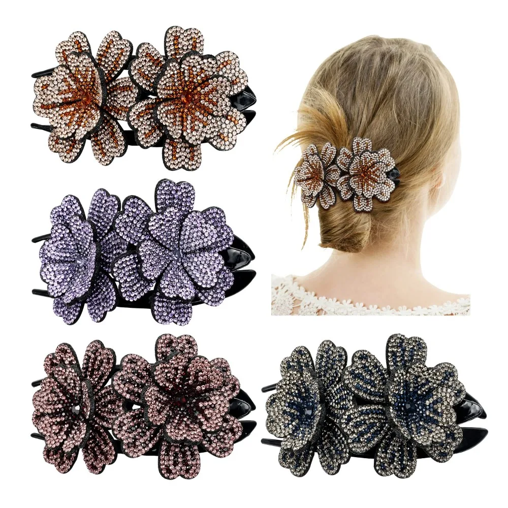 inSowni 4 Pack Luxury Fancy Gems Korean Decorative Glitter Sparkly Crystals Rhinestones Double Flower Hair Claws Clips Plastic
inSowni 4 Pack Luxury Fancy Gems Korean Decorative Glitter Sparkly Crystals Rhinestones Double Flower Hair Claws Clips Plastic