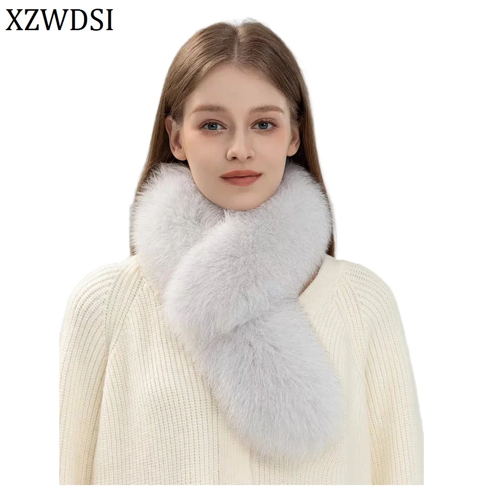 Женский стильный зимний шарф из натурального лисьего меха с воротником и зажимом для шеи
Женский стильный зимний шарф из натурального лисьего меха с воротником и зажимом для шеи