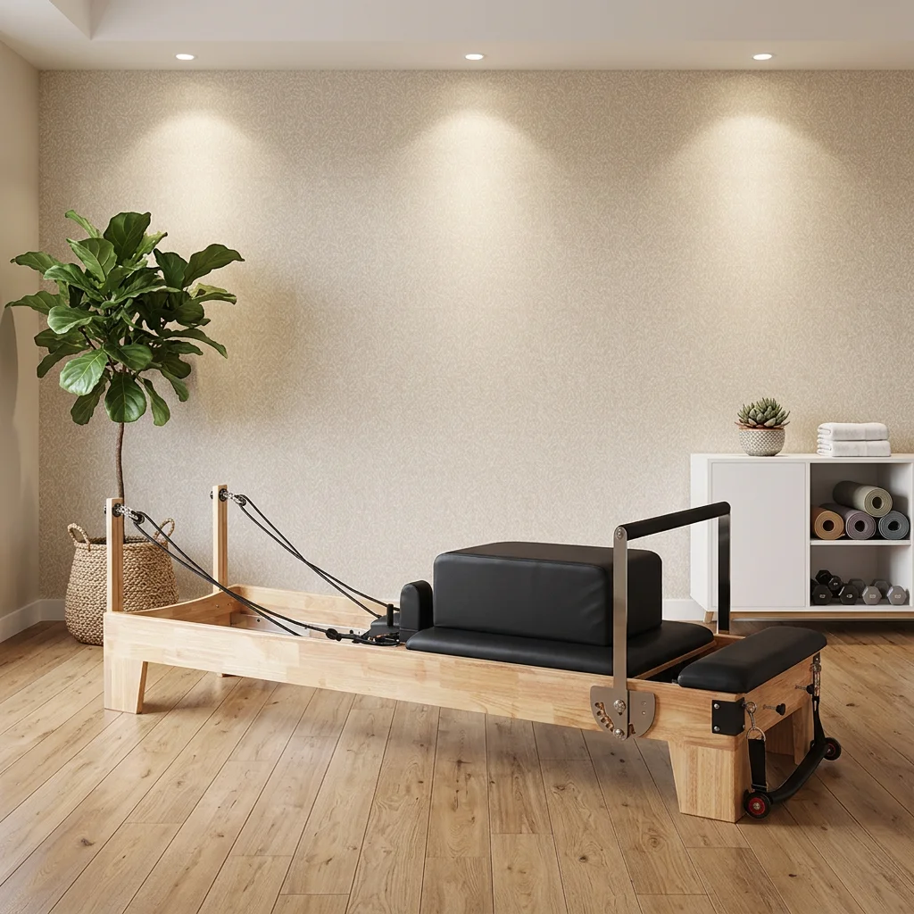 An Adjustable Friendly Pilates Core Bed Made of Oak Wood Sturdy and Durable Suitable for Home Training Studios Gyms or Fitness
An Adjustable Friendly Pilates Core Bed Made of Oak Wood Sturdy and Durable Suitable for Home Training Studios Gyms or Fitness