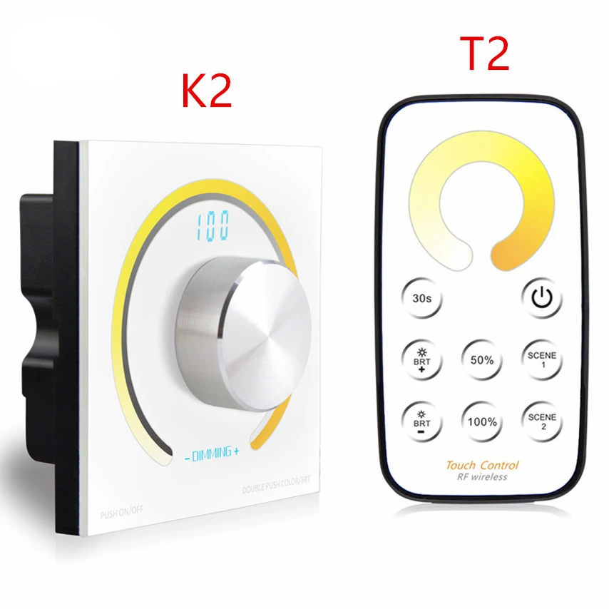 Rotary CCT touch panel dimmer Switch knob RF wireless remote color temperature controller for 5050 led strip light DC12V - 24V
Rotary CCT touch panel dimmer Switch knob RF wireless remote color temperature controller for 5050 led strip light DC12V - 24V