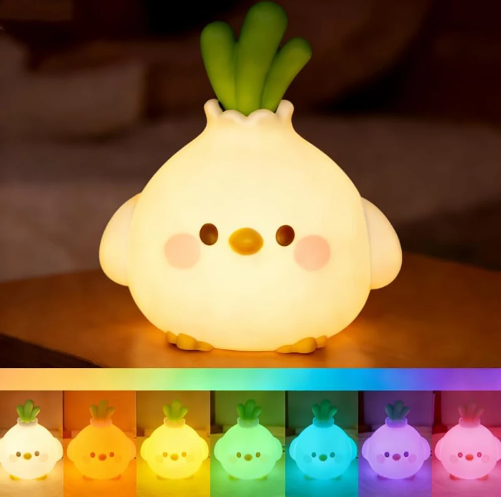 Funny Garlic Bird LED Nightlight 7 Color Changing Silicone Animal Night Light USB Squishy Table Lamp Kids Birthday Gift Decor
Funny Garlic Bird LED Nightlight 7 Color Changing Silicone Animal Night Light USB Squishy Table Lamp Kids Birthday Gift Decor