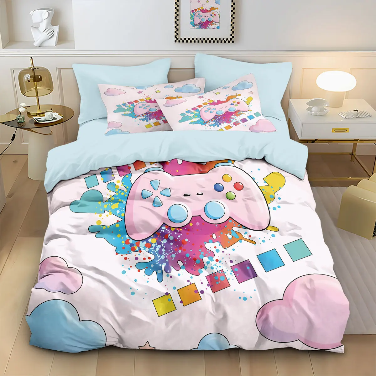 High-quality Soundwave pattern Duvet Cover Set,3D Print Game controller Bedding Set with Pillowcases 75*50cm for Adult Kids
High-quality Soundwave pattern Duvet Cover Set,3D Print Game controller Bedding Set with Pillowcases 75*50cm for Adult Kids