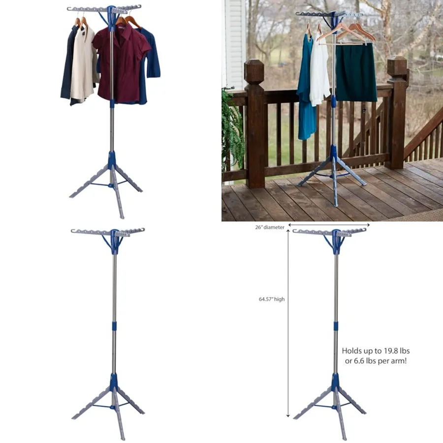 5009-1 Collapsible Portable Indoor Tripod Clothes Drying Rack for Hanging Laundry Silver and Blue
5009-1 Collapsible Portable Indoor Tripod Clothes Drying Rack for Hanging Laundry Silver and Blue