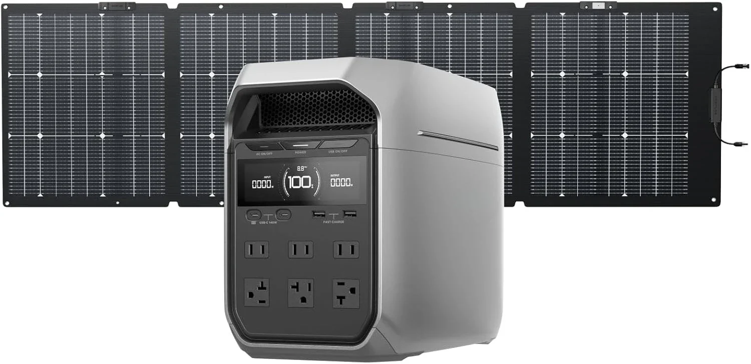 Solar Generator DELTA 3 Plus with 220W Bifacial Solar Panel, 1000W Solar Input, LFP(LiFePO4) Battery, Portable Power Station
Solar Generator DELTA 3 Plus with 220W Bifacial Solar Panel, 1000W Solar Input, LFP(LiFePO4) Battery, Portable Power Station