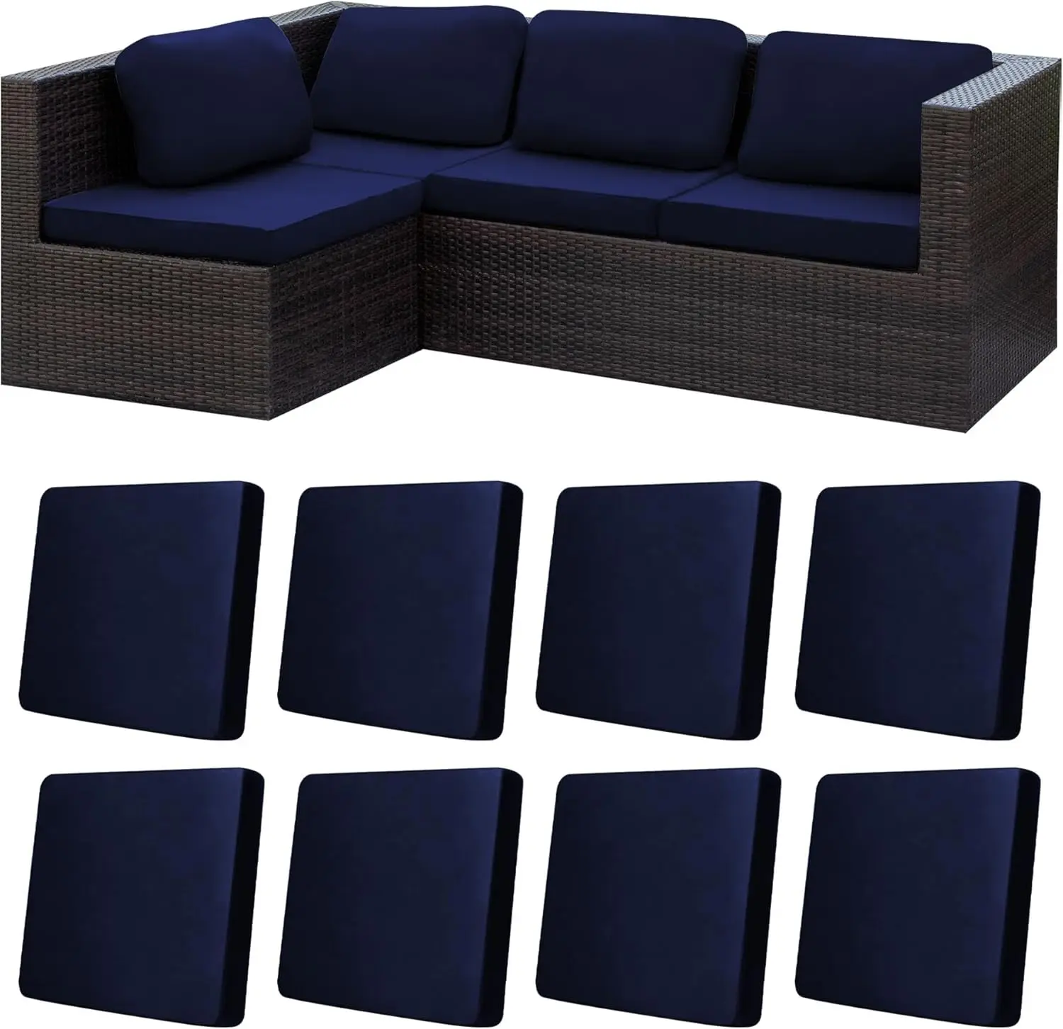 8Pcs Stretch Patio Cushion Covers, Outdoor Couch Replacement Slipcovers for Sofa, Washable Furniture Protector, Navy Blue (Cover
8Pcs Stretch Patio Cushion Covers, Outdoor Couch Replacement Slipcovers for Sofa, Washable Furniture Protector, Navy Blue (Cover