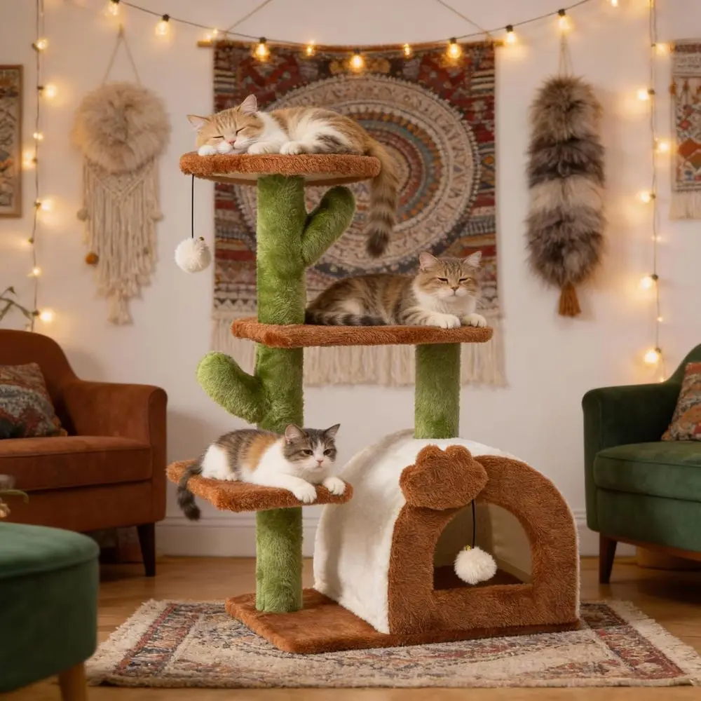 Compact 27.5 Cat Tree with Cozy Condo, Spacious Perch, and Multi-Level Play Area in Brown
Compact 27.5 Cat Tree with Cozy Condo, Spacious Perch, and Multi-Level Play Area in Brown