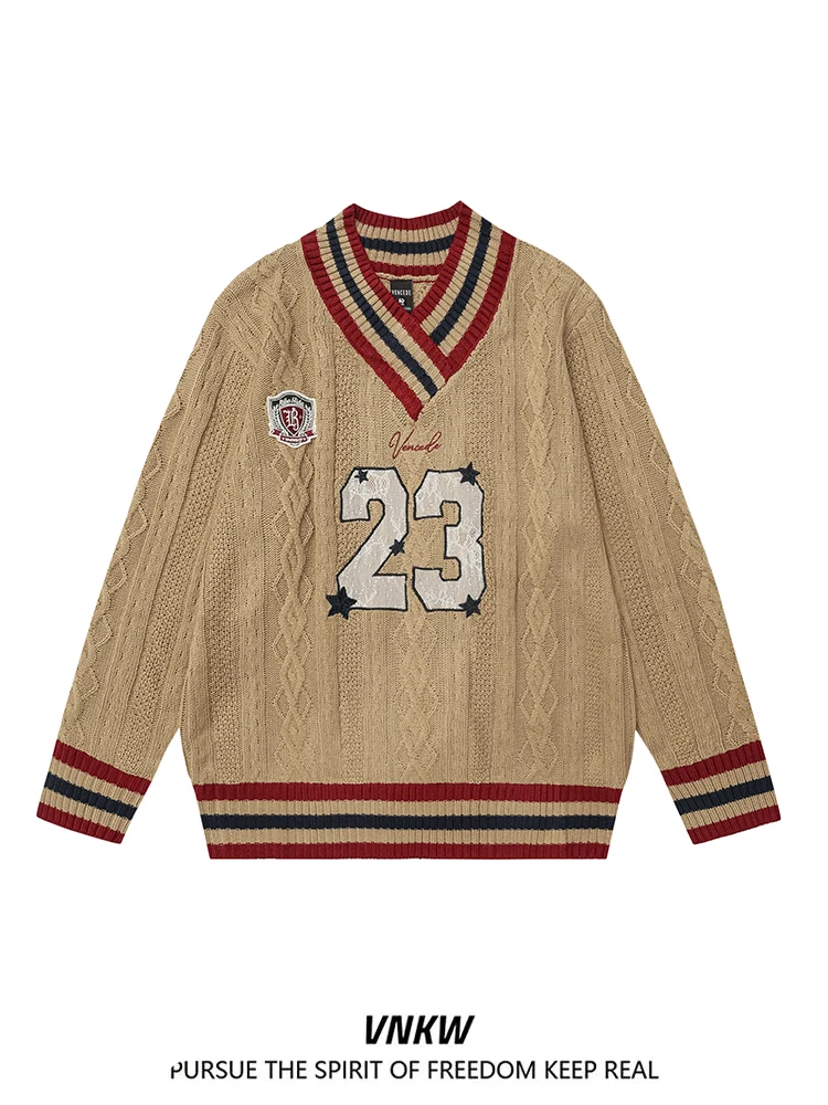 Мужской свободный повседневный свитер в стиле американского ретро-колледжа, вязаный, с цветными вставками, для пар, для повседневной носки
Мужской свободный повседневный свитер в стиле американского ретро-колледжа, вязаный, с цветными вставками, для пар, для повседневной носки