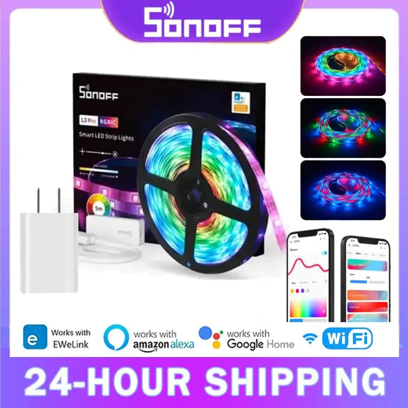 SONOFF L3 Pro 5M WiFi Smart LED Strip Light Flexible RGB Light Decoration LED Lamp Tape Smart Home Via Ewelink Alexa Google Home
SONOFF L3 Pro 5M WiFi Smart LED Strip Light Flexible RGB Light Decoration LED Lamp Tape Smart Home Via Ewelink Alexa Google Home