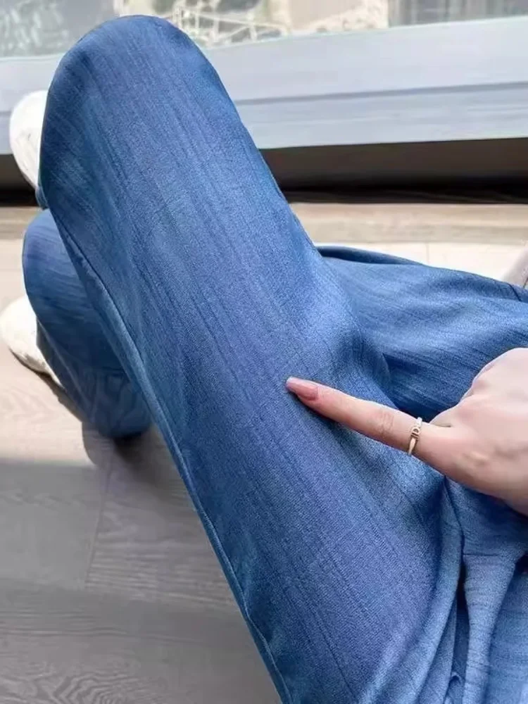 Summer Thin Straight Leg Wide Leg Pants Casual Loose Fit High Waist Nine Points Korean Style Jeans for Women
Summer Thin Straight Leg Wide Leg Pants Casual Loose Fit High Waist Nine Points Korean Style Jeans for Women
