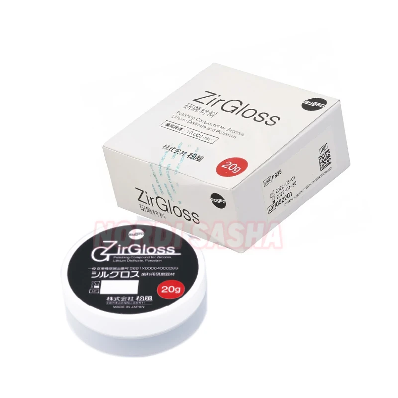 20g SHOFU ZirGloss Polishing Compound for Zirconia Lithium Disilicate and Porcelain Dental Grinding &Polishing Materials
20g SHOFU ZirGloss Polishing Compound for Zirconia Lithium Disilicate and Porcelain Dental Grinding &Polishing Materials