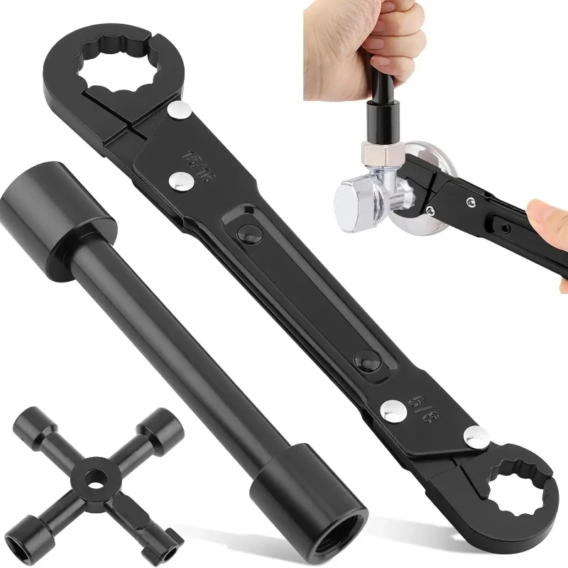 Angle Stop Wrench Kit, Plumbing Tools, Angle-on Plumber Wrench for Quick And Hassle-Free Angle Stop And Supply Nut Installations
Angle Stop Wrench Kit, Plumbing Tools, Angle-on Plumber Wrench for Quick And Hassle-Free Angle Stop And Supply Nut Installations