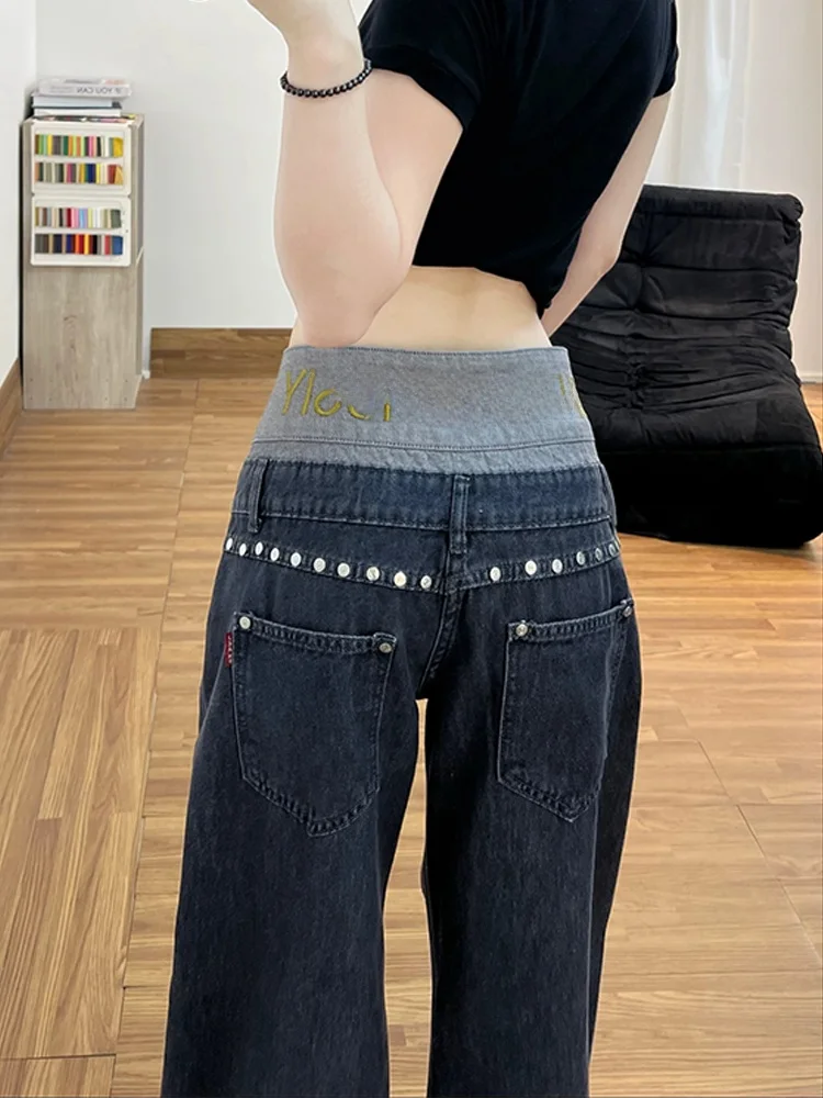 Retro American Splicing Rivet Jeans Women Summer Hot Girl Gold Letter Design Sensation Floor-Length Pants Natural Waist
Retro American Splicing Rivet Jeans Women Summer Hot Girl Gold Letter Design Sensation Floor-Length Pants Natural Waist