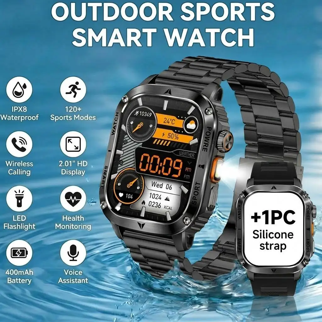2026 outdoor sports smartwatch, 2.01'' HD large screen,IPX8 waterproof,wireless call,Christmas and holiday gifts,sports tracking
2026 outdoor sports smartwatch, 2.01'' HD large screen,IPX8 waterproof,wireless call,Christmas and holiday gifts,sports tracking