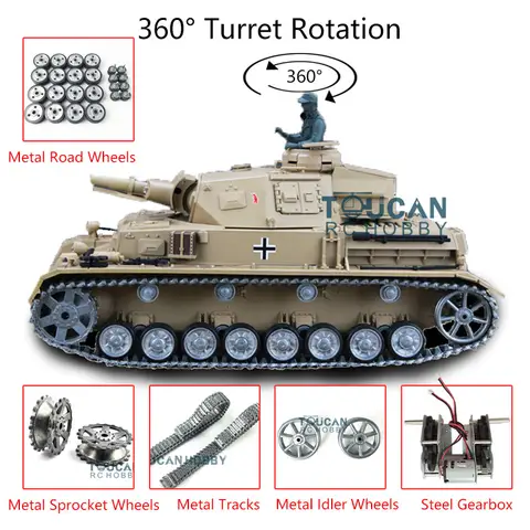 Henglong  Pro Ver 1/16 7.0 Panzer IV F RTR RC Tank 3858 Metal Tracks Idlers Sprockets Road Wheels TH17385-SMT7