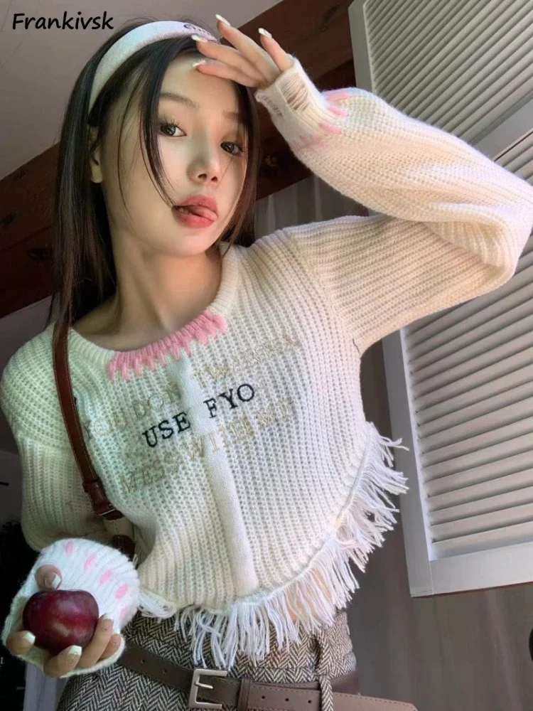 Tassel Sweaters Women Cropped Hotsweet Embroidery Spring Autumn American Punk Style Hip Hop Letter Slim Fashion Leisure Popular
Tassel Sweaters Women Cropped Hotsweet Embroidery Spring Autumn American Punk Style Hip Hop Letter Slim Fashion Leisure Popular