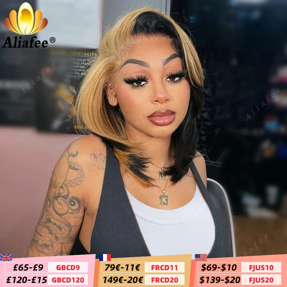 1B With Honey Blonde Short Bob Wigs 200% Density Full 13X4 Lace Frontal Wig Human Hair Straight Bob Wig Human Hair for Women
1B With Honey Blonde Short Bob Wigs 200% Density Full 13X4 Lace Frontal Wig Human Hair Straight Bob Wig Human Hair for Women