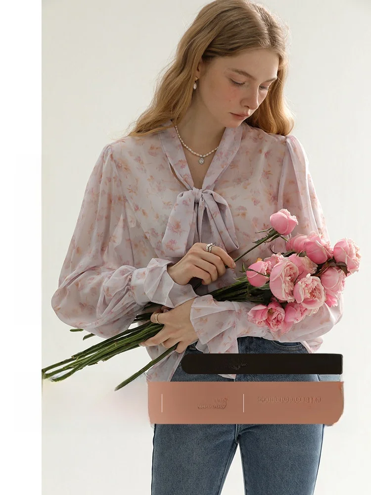 since Then Floral Print Chiffon Shirt Women's Spring Fashion Sweet Style Long Sleeve Knot Sash Vintage Atmosphere
since Then Floral Print Chiffon Shirt Women's Spring Fashion Sweet Style Long Sleeve Knot Sash Vintage Atmosphere