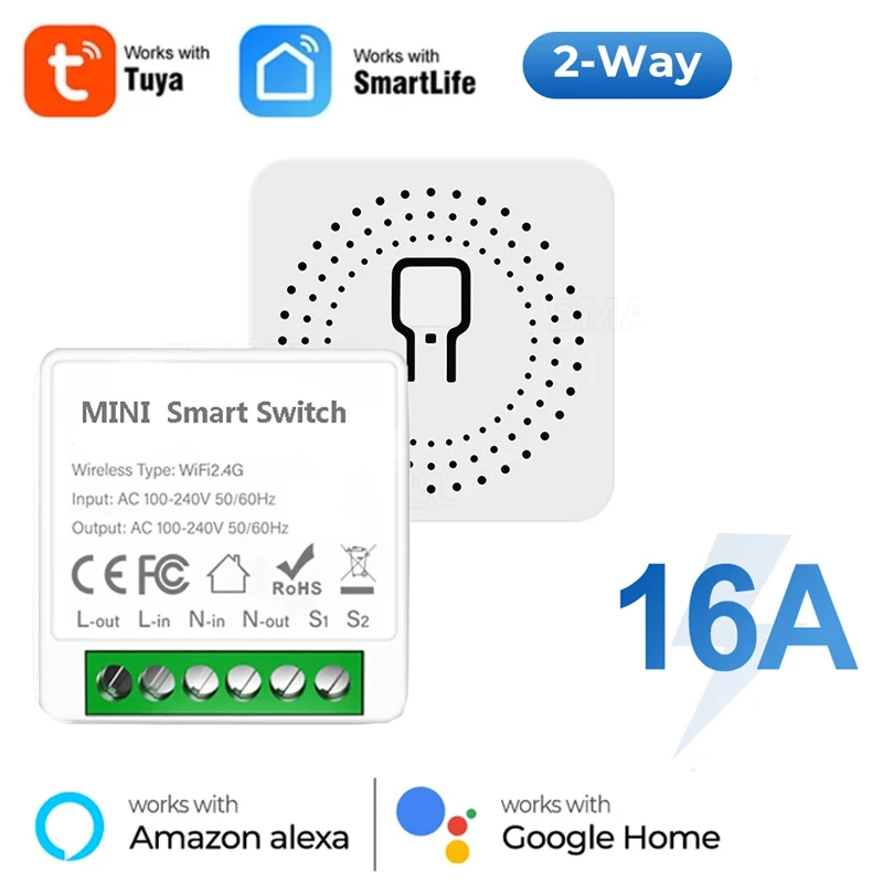 Tuya Mini 16A Wi-Fi выключатель Smart Life 2-сторонний пульт дистанционного управления модуль автоматизации умного дома прерыватель работает для Alexa Google
Tuya Mini 16A Wi-Fi выключатель Smart Life 2-сторонний пульт дистанционного управления модуль автоматизации умного дома прерыватель работает для Alexa Google