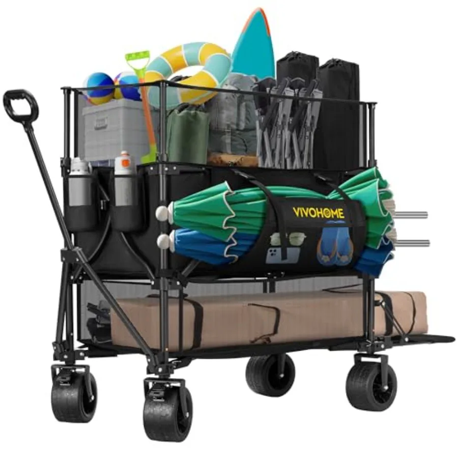 500L Large Capacity Double Decker Collapsible Wagon 500lbs Heavy Duty Utility Folding Cart with Big Wheels 53 Extended for Camp
500L Large Capacity Double Decker Collapsible Wagon 500lbs Heavy Duty Utility Folding Cart with Big Wheels 53 Extended for Camp