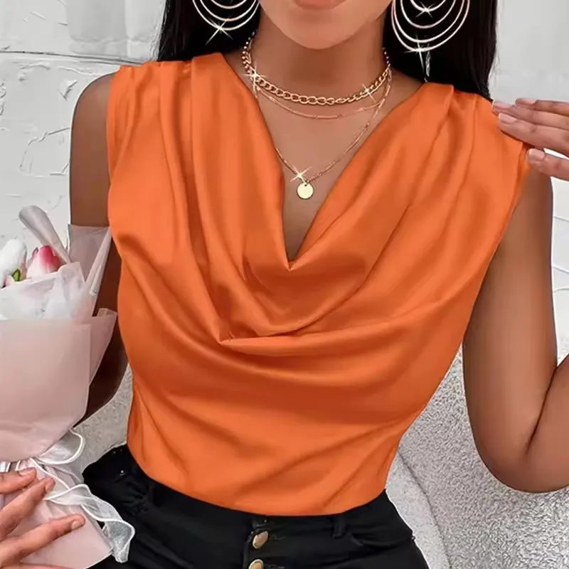 Tank Tops Women Elegant Korean Style Silk Solid Color Sleeveless Tank Top Fashion Sexy Office Lady Cowl Neck Camisole
Tank Tops Women Elegant Korean Style Silk Solid Color Sleeveless Tank Top Fashion Sexy Office Lady Cowl Neck Camisole